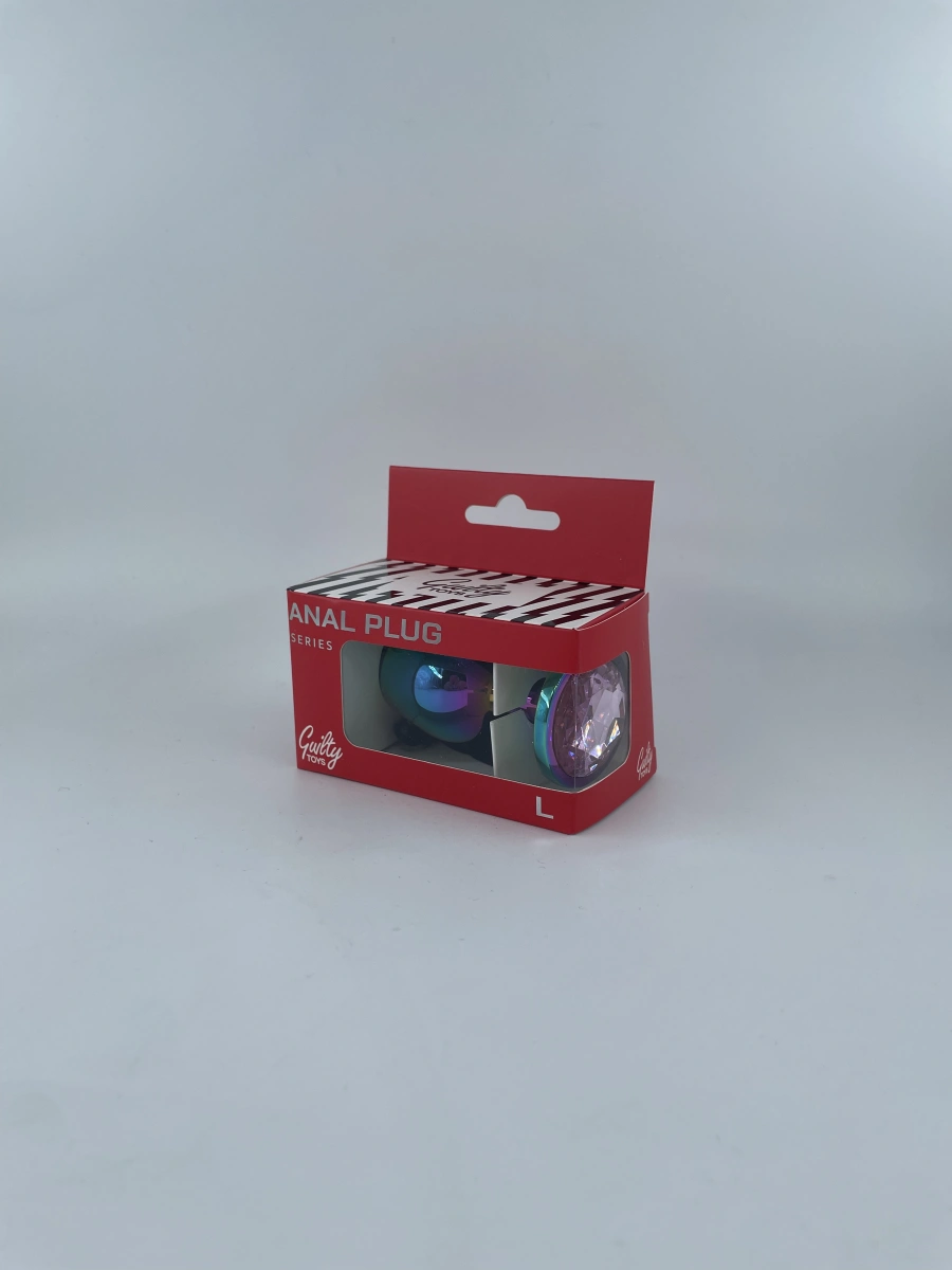 Dop Anal Metalic, Large, Multicolor, Piatra Roz Deschis, Guilty Toys