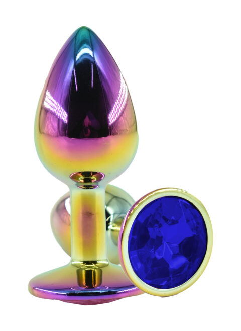 Dop Anal Metalic, Large, Multicolor, Piatra Albastru Inchis, Guilty Toys