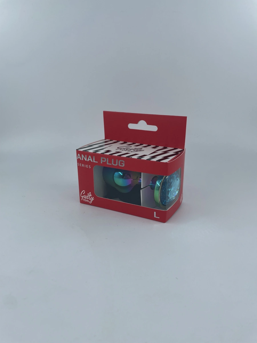 Dop Anal Metalic, Large, Multicolor, Piatra Albastru Deschis, Guilty Toys
