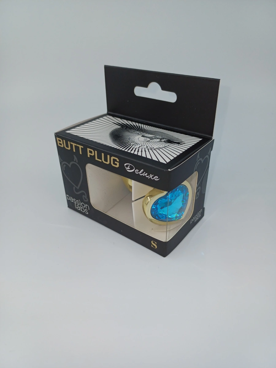 Dop Anal Hearty Buttplug, Small, Auriu/Albastru Deschis, Passion Labs