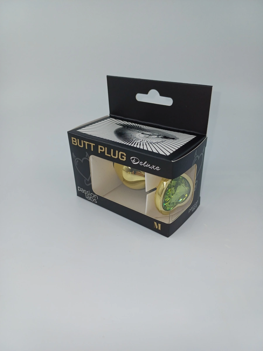 Dop Anal Hearty Buttplug, Medium, Auriu/Verde Deschis, Passion Labs