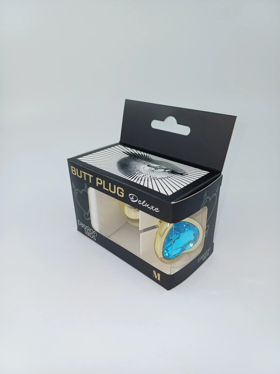 Dop Anal Hearty Buttplug, Medium, Auriu/Albastru Deschis, Passion Labs