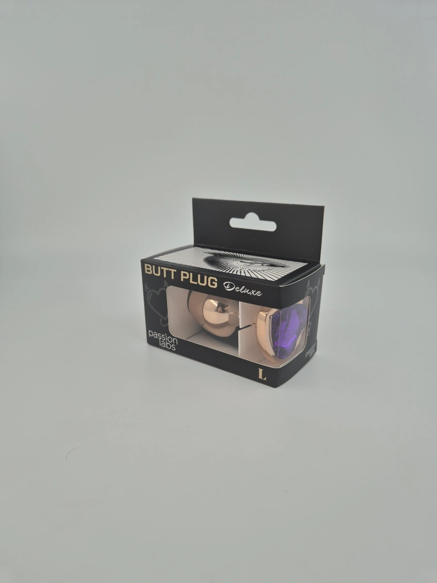 Dop Anal Brilliant Anal Plug Large, Rose Gold, Piatra Mov Inchis, Passion Labs