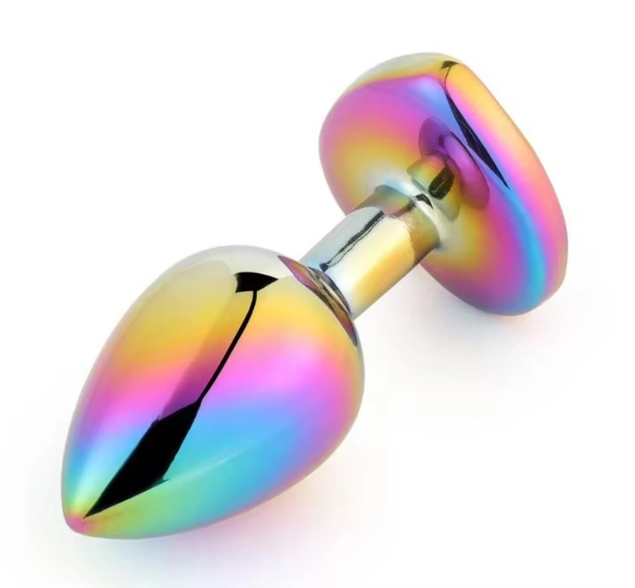 Dop Anal Rainbow Buttplug Large, Heart Shape, Piatra Albastru Deschis, Guilty Toys