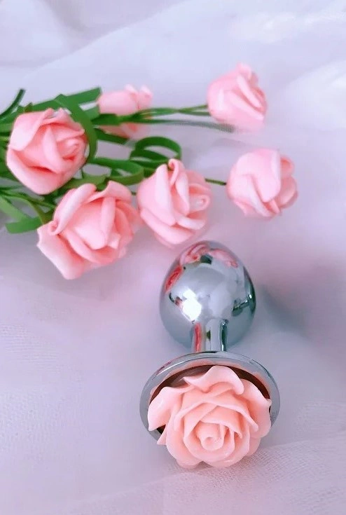 Dop Anal Rose Pleasure Small, Argintiu/Roz Deschis, Guilty Toys