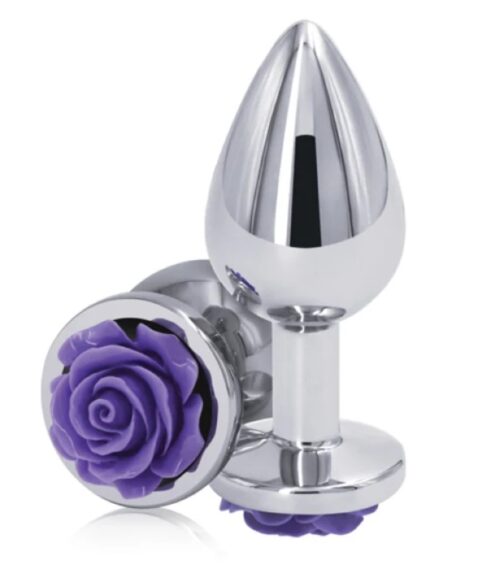 Dop Anal Rose Pleasure Medium, Argintiu/Mov, Guilty Toys