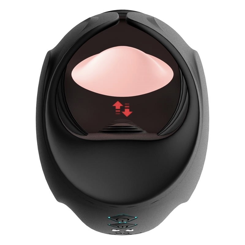 Stimulator Penis Blowjob, Vibrating&Tappping&Licking, Silicon, Negru, USB Magnetic, 14.5 cm