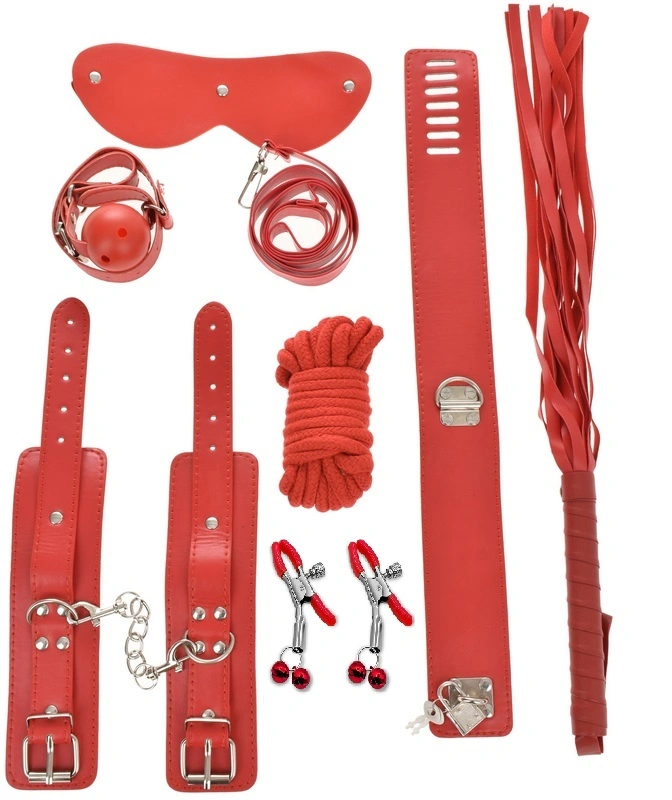 Set BDSM 7 Piese Harass Me!, Rosu, Guilty Toys