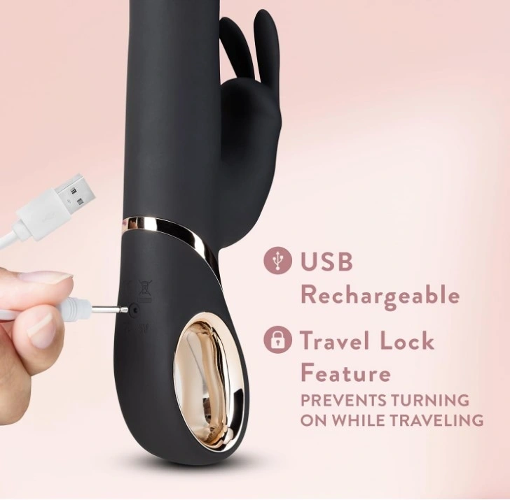 Vibrator Dolphy-Gyro, 13 Moduri Vibratii, 6 Moduri Rotatii, Silicon, USB, Negru, 23 cm, Mokko Toys