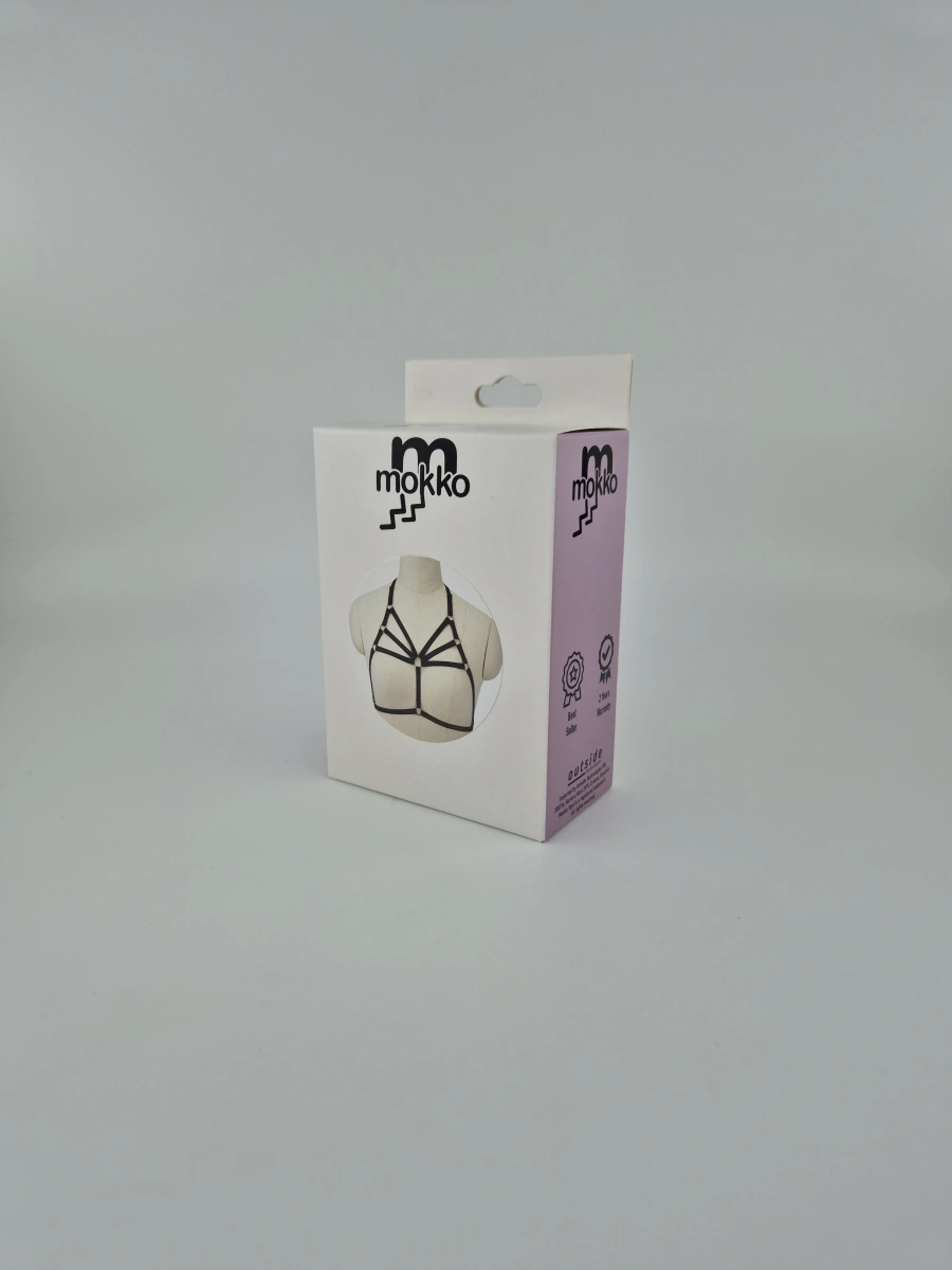 Top Harness din Benzi Satinate Sexy Look, Negru, S-L, Mokko toys