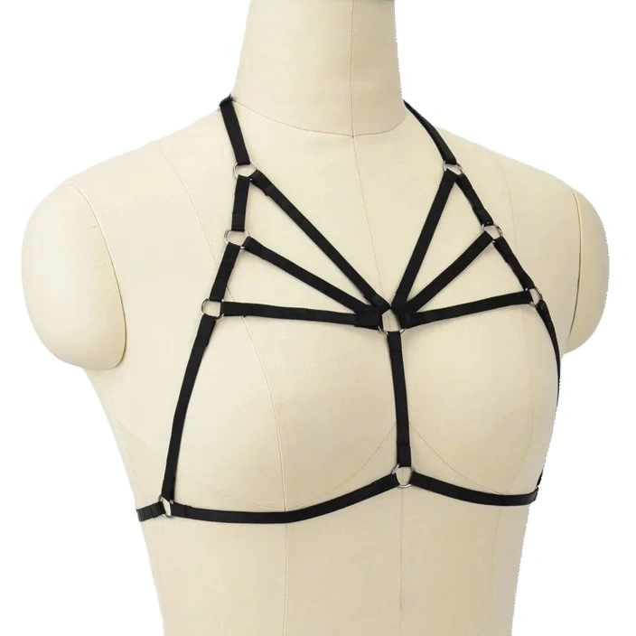 Top Harness din Benzi Satinate Sexy Look, Negru, S-L, Mokko toys
