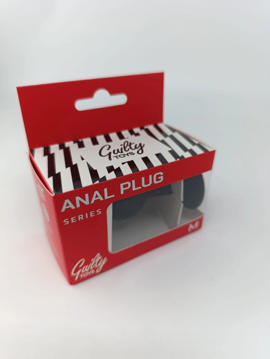 Dop Anal Silicone Buttplug, Medium, Negru/Mov Deschis, Guilty Toys