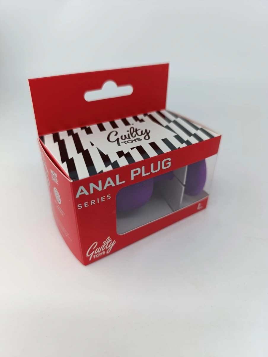 Dop Anal Silicone Buttplug, Large, Mov/Roz, Guilty Toys