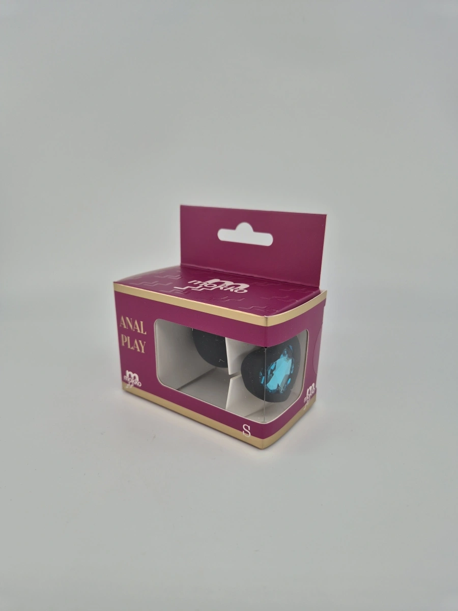 Dop Anal Brighty, Small, Silicon, Negru/Albastru Deschis, Mokko Toys