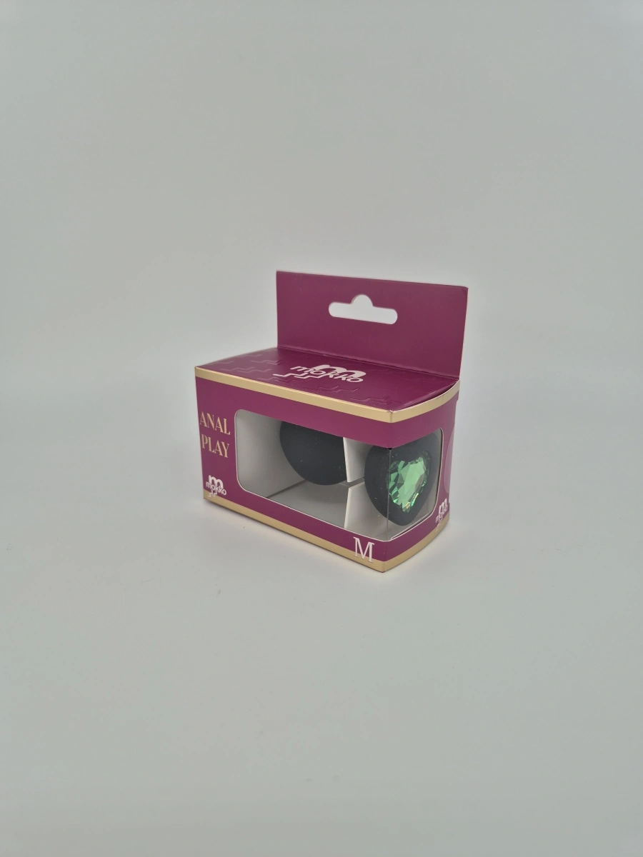Dop Anal Brighty, Medium, Silicon, Negru/Verde, Mokko Toys