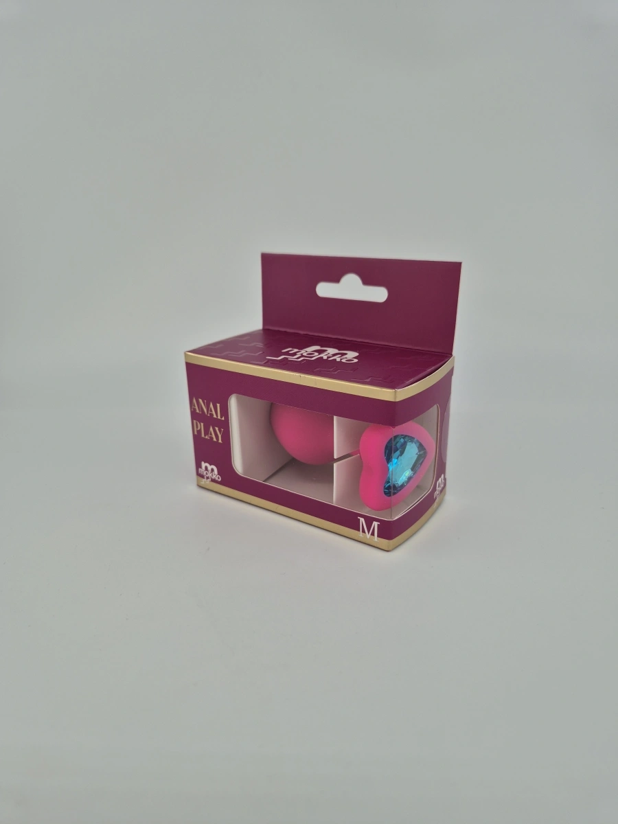 Dop Anal Brighty, Medium, Silicon, Roz/Albastru Deschis, Mokko Toys
