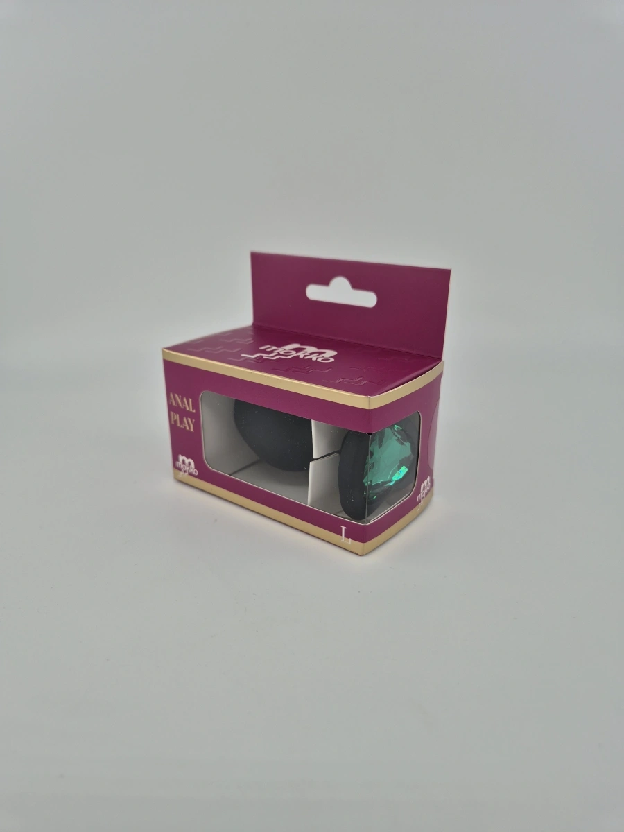 Dop Anal Brighty, Large, Silicon, Negru/Verde, Mokko Toys