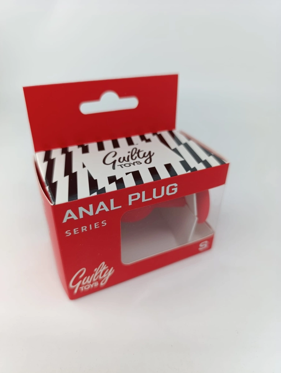 Dop Anal Silicone Buttplug, Medium, Rosu/Clear, Guilty Toys