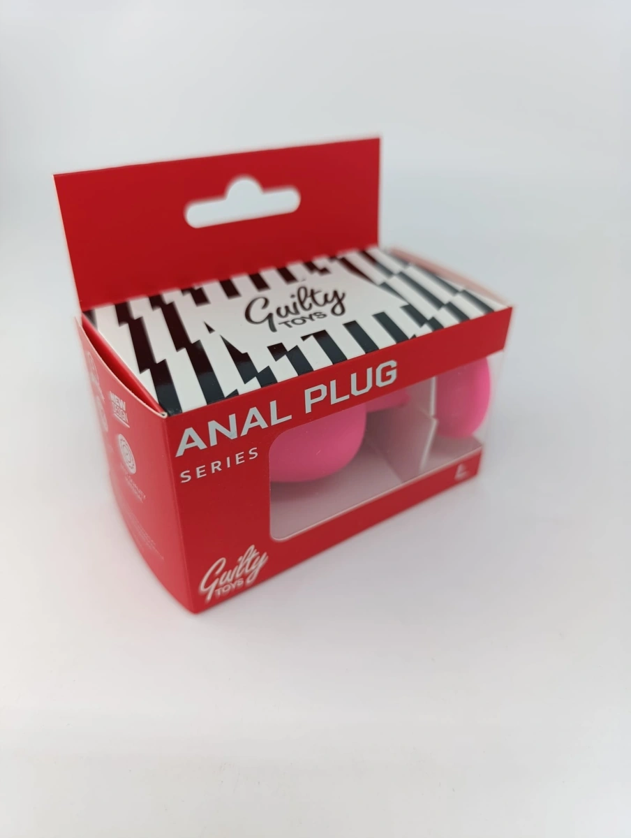 Dop Anal Silicone Buttplug, Large, Roz/Albastru, Guilty Toys