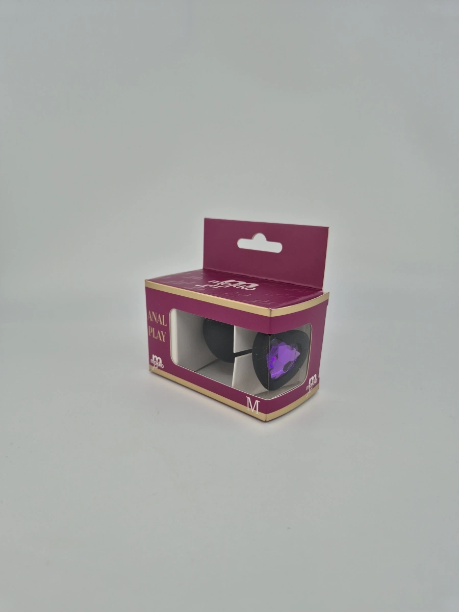 Dop Anal Brighty, Medium, Silicon, Negru/Mov, Mokko Toys