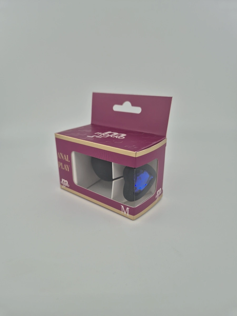 Dop Anal Brighty, Medium, Silicon, Negru/Albastru, Mokko Toys