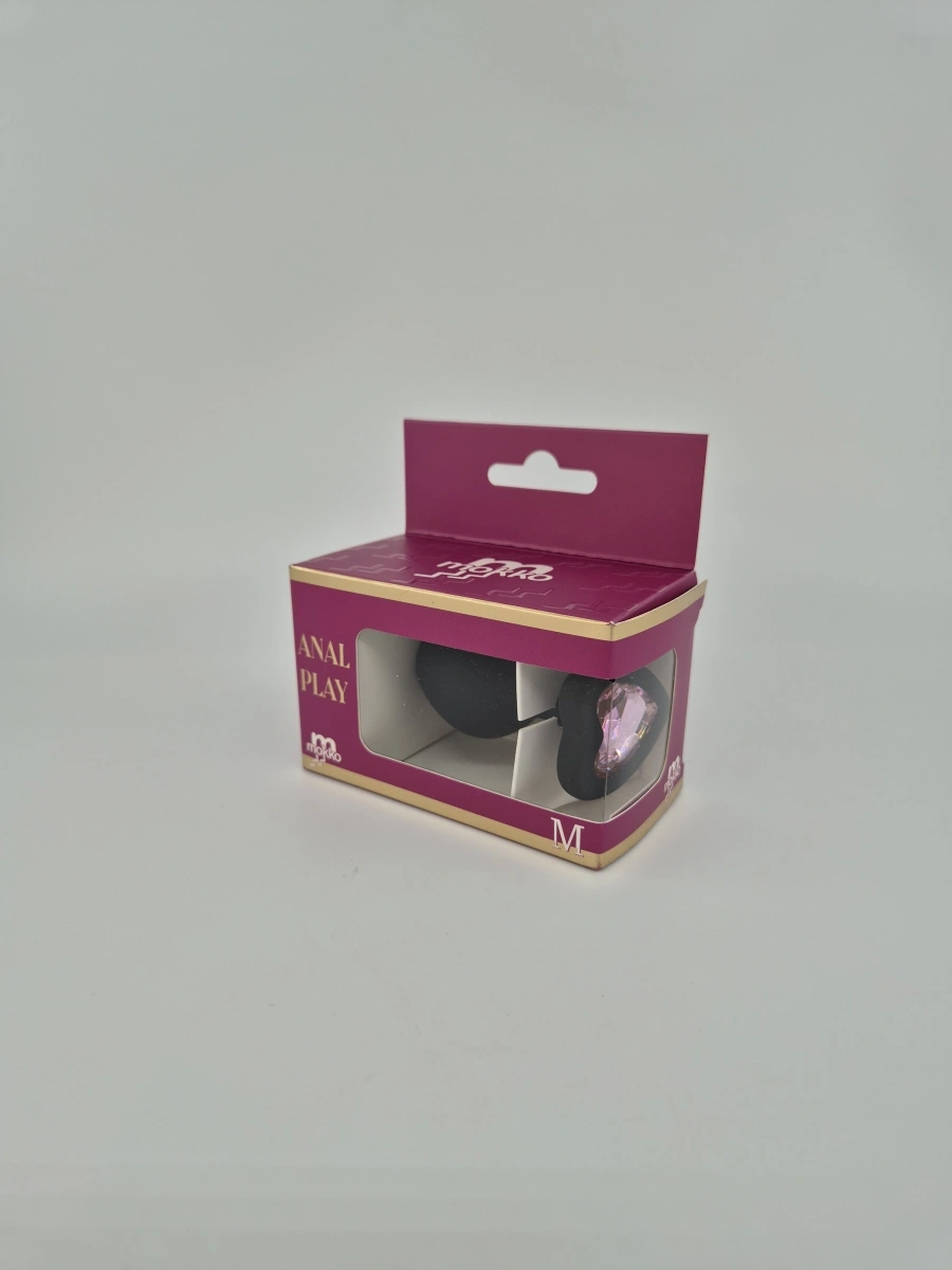 Dop Anal Brighty, Medium, Silicon, Negru/Roz Deschis, Mokko Toys
