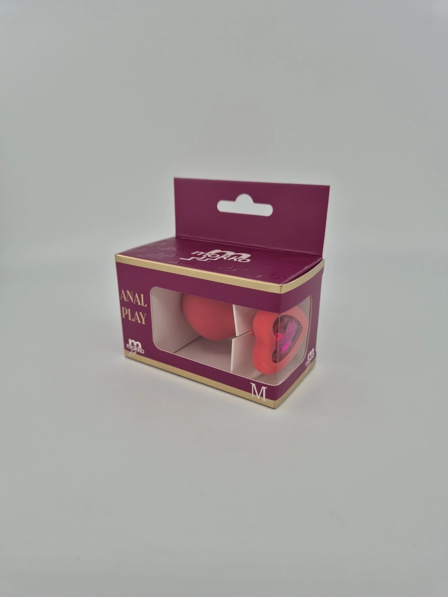 Dop Anal Brighty, Medium, Silicon, Rosu/Roz, Mokko Toys