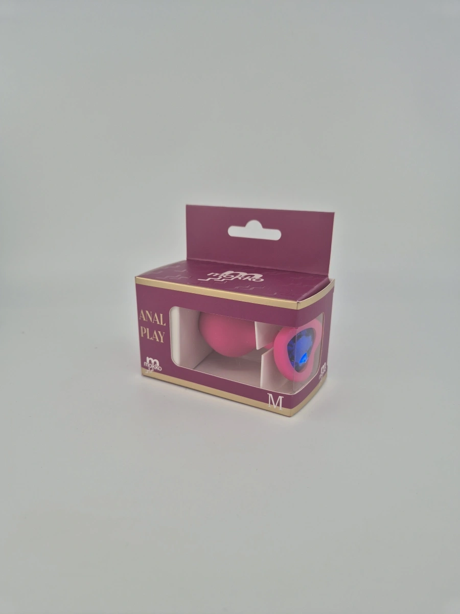 Dop Anal Brighty, Medium, Silicon, Roz/Albastru, Mokko Toys