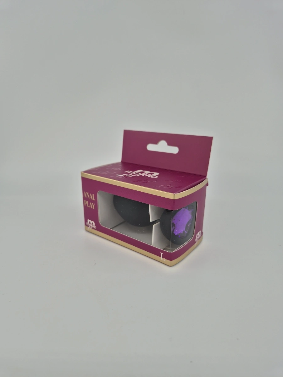Dop Anal Brighty, Large, Silicon, Negru/Mov, Mokko Toys