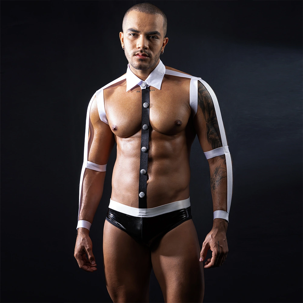 Costumatie Sexy Ospatar/Barman, Alb/Negru, S/M