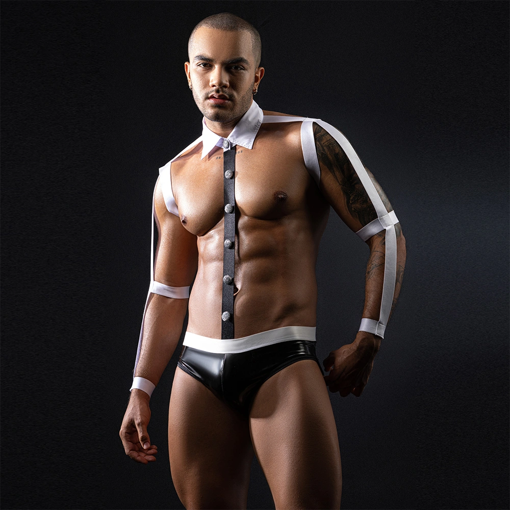 Costumatie Sexy Ospatar/Barman, Alb/Negru, S/M