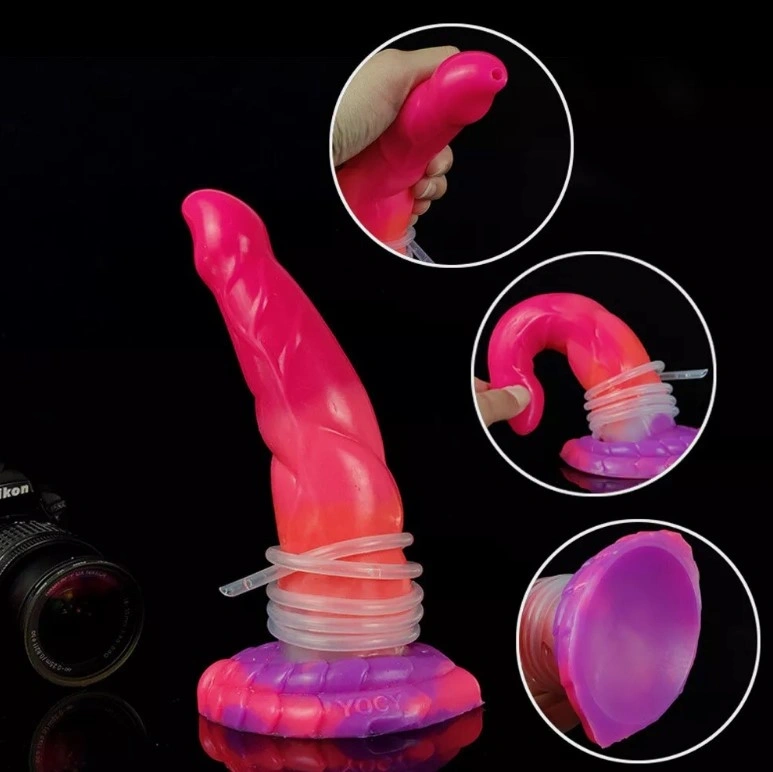 Dildo cu Ejaculare Luminous Cock, Silicon Lichid, Roz, 21 cm