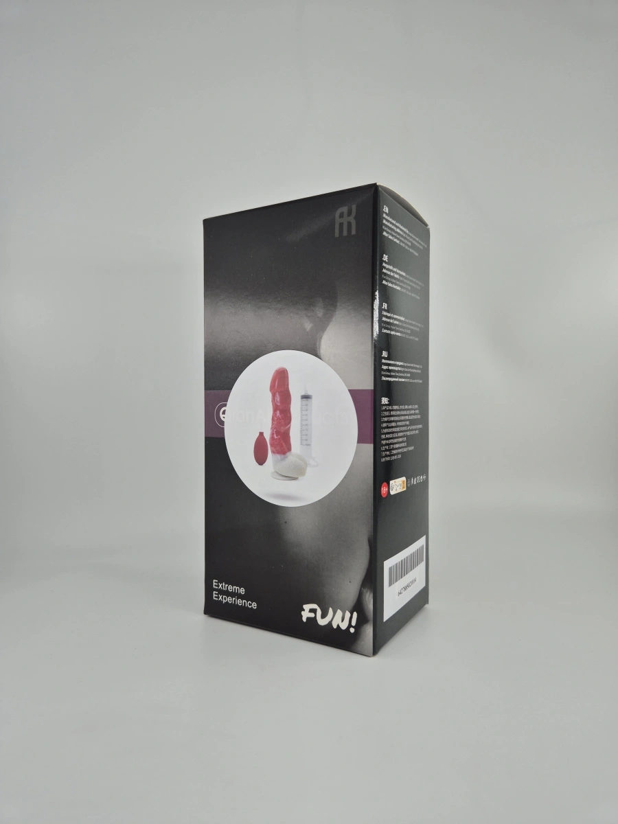 Dildo cu Ejaculare Wild Beast, Silicon Lichid, Rosu/Alb, 22.7 cm