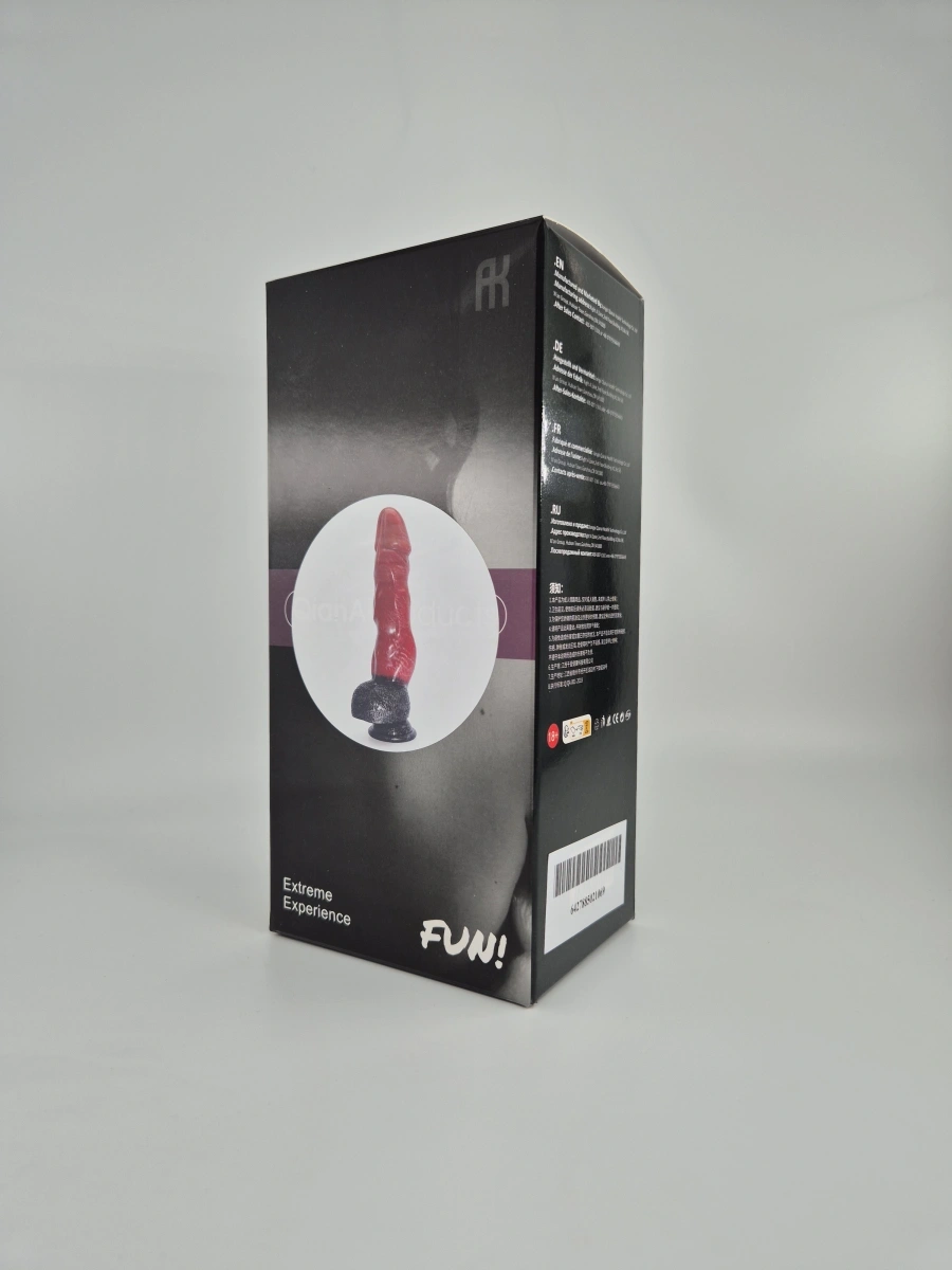 Dildo Wild Beast, Silicon Lichid, Rosu/Negru, 22.7 cm