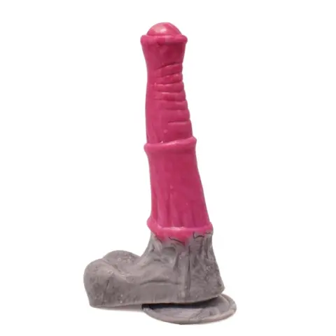 Dildo Stallion, Silicon Lichid, Roz/Gri, 25.5 cm