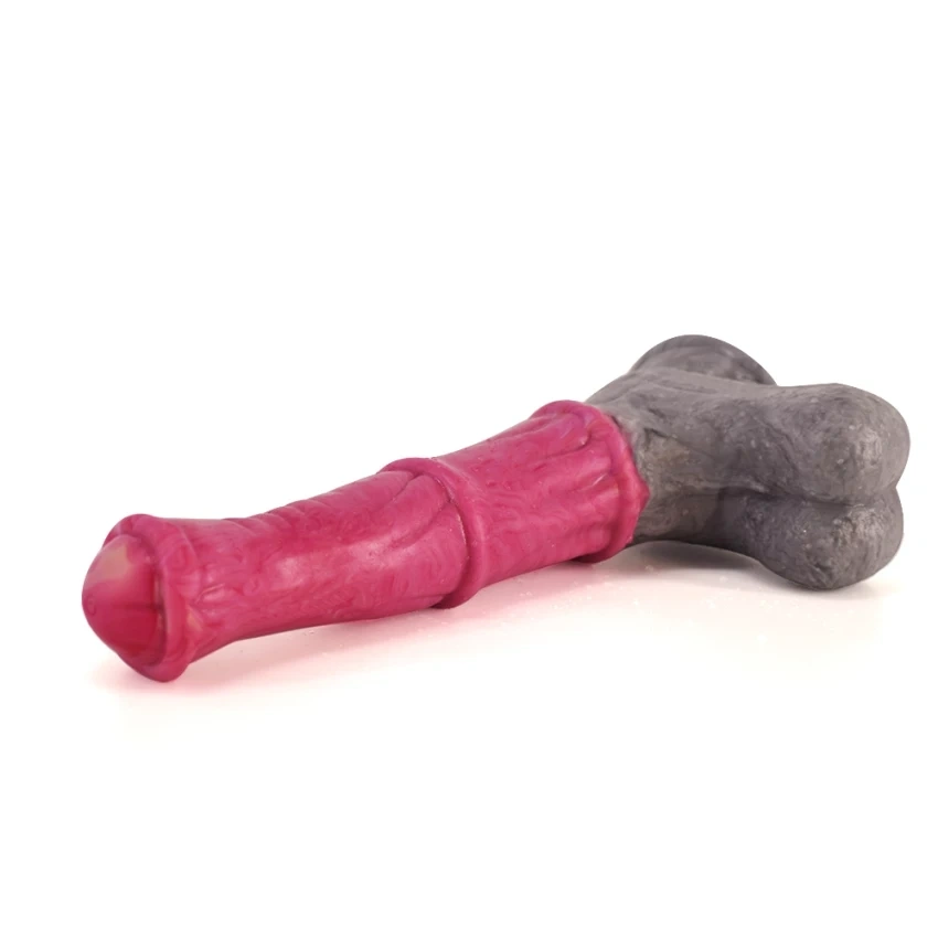 Dildo Stallion, Silicon Lichid, Roz/Gri, 25.5 cm