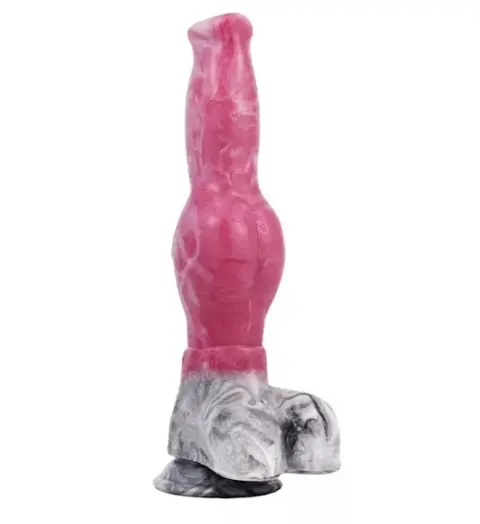 Dildo Wild Dog, Silicon Lichid, Roz/Gri, 28 cm