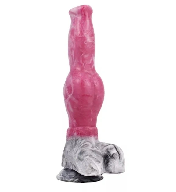 Dildo Wild Dog, Silicon Lichid, Roz/Gri, 28 cm