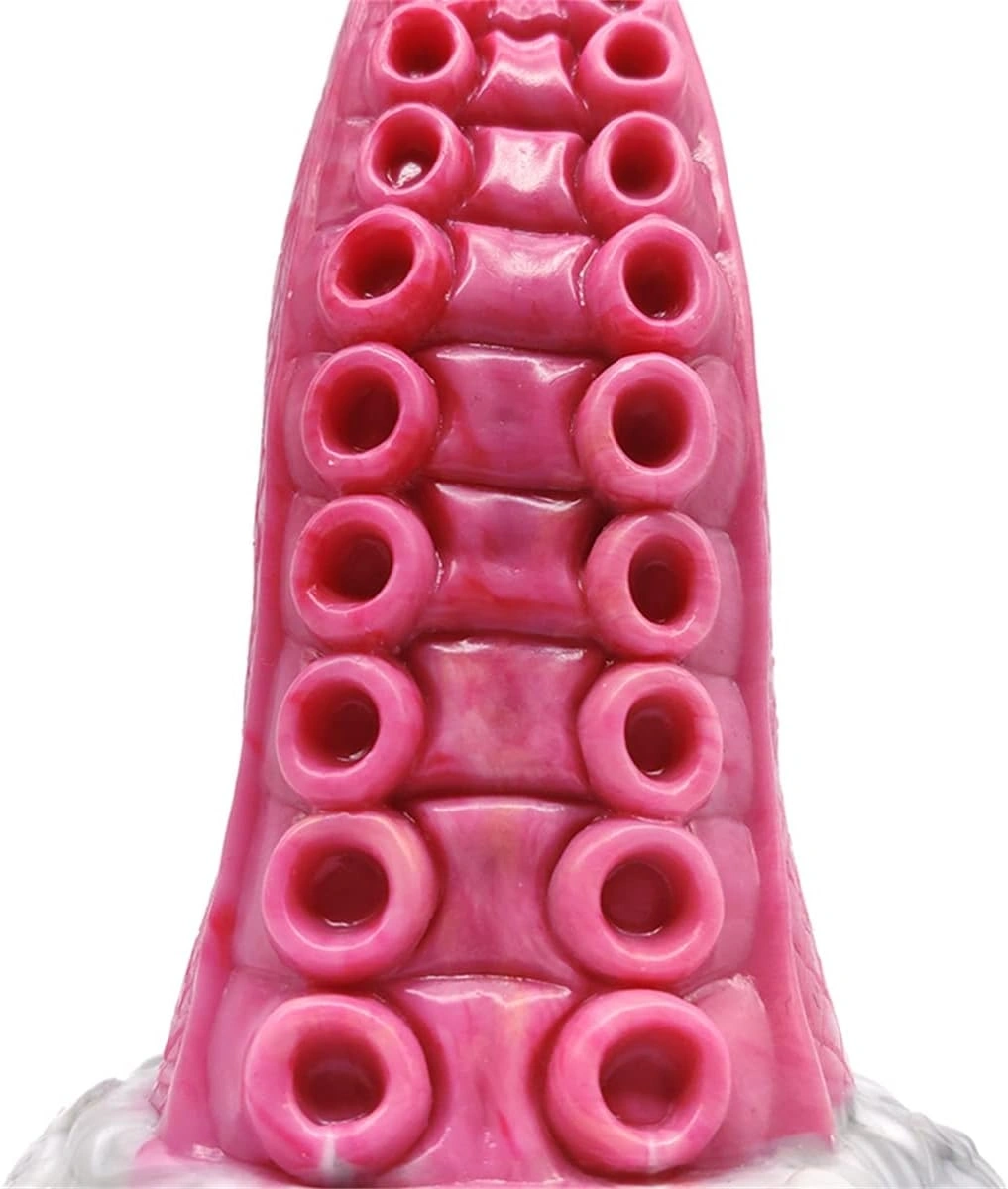 Dildo Kraken, Silicon Lichid, Roz/Gri, 23 cm