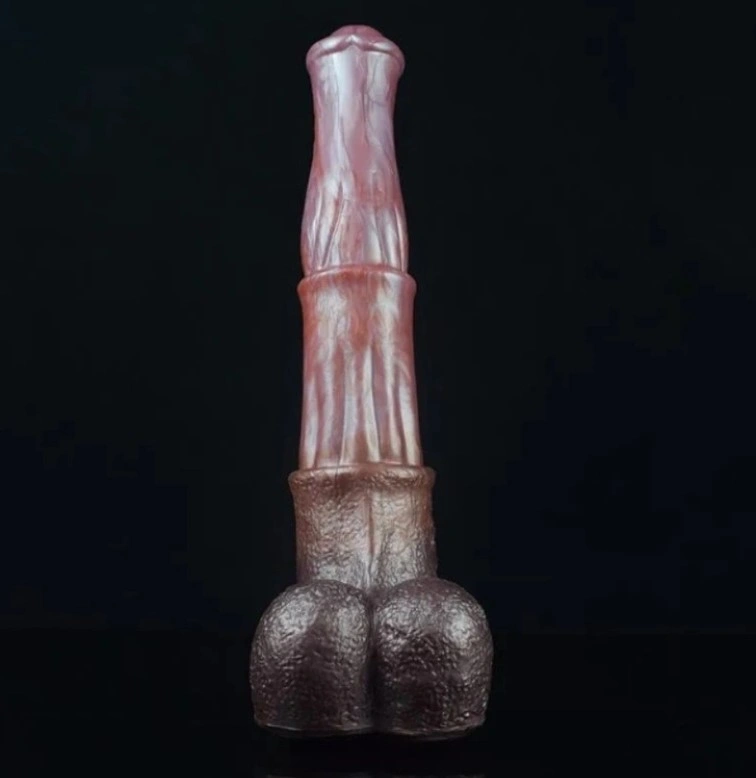 Dildo Big Stallion, Silicon Lichid, Roz/Maro, 34.5 cm