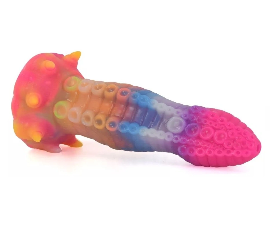 Dildo Luminous Octopus, Fosforescent, Silicon Lichid, 22 cm