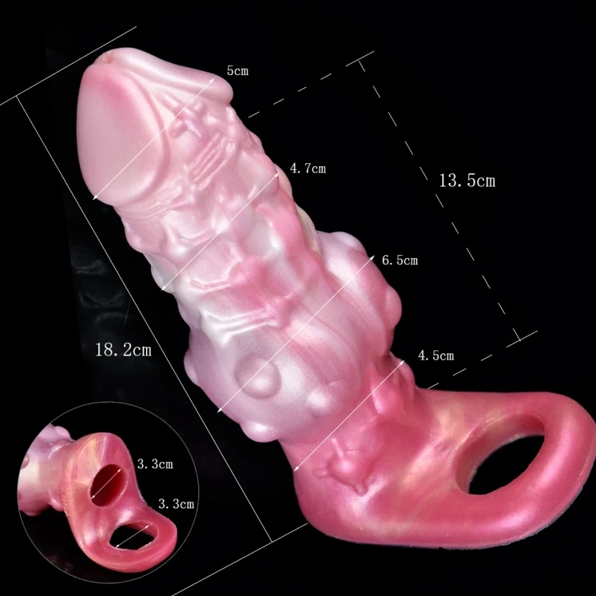 Prelungitor Penis Monster, Silicon Lichid, Roz, 18.2 cm