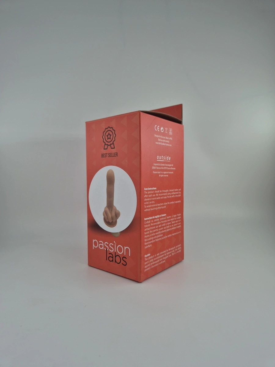 Dildo Middle Finger-Medium, Baza cu Ventuza, Silicon Lichid, Natural, 20 cm, Passion Labs
