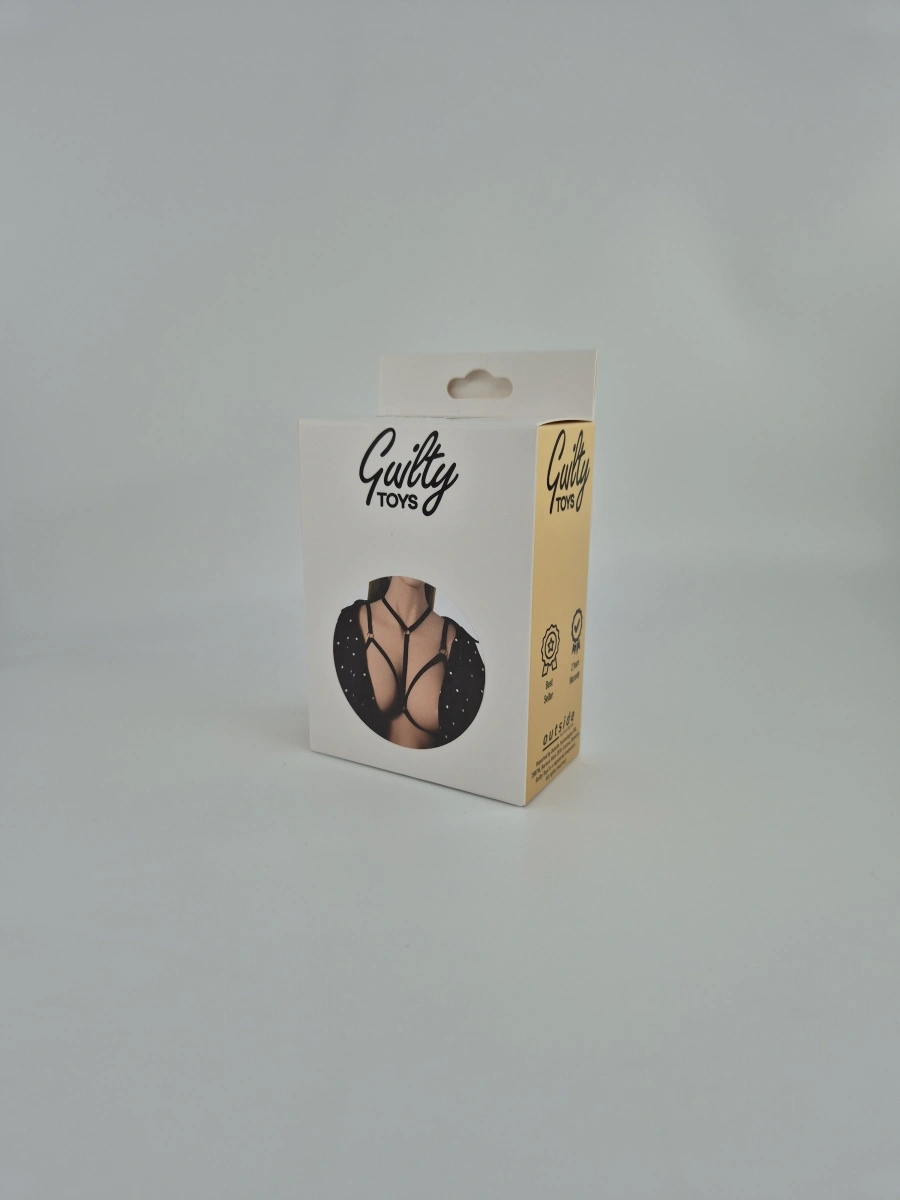 Top Harness Sissi Elastic si Reglabil, Aspect Mat, Negru, XS-L, Guilty Toys