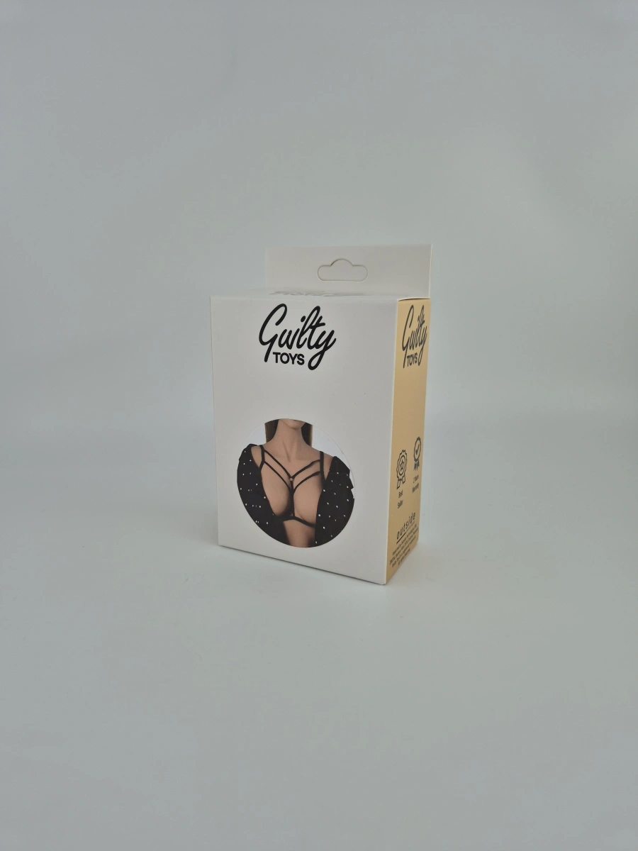 Top Harness Ina Elastic si Reglabil, Aspect Mat, Negru, XS-L, Guilty Toys