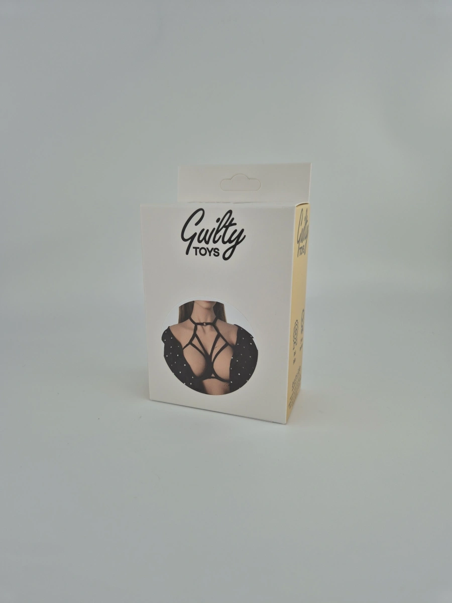Top Harness Lily Elastic si Reglabil, Aspect Mat, Negru, XS-L, Guilty Toys