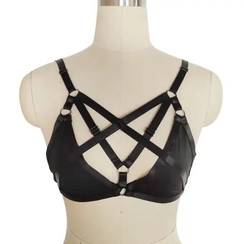 Top Harness Denisse Elastic si Reglabil, Aspect Lucios, Negru, XS-L, Guilty Toys