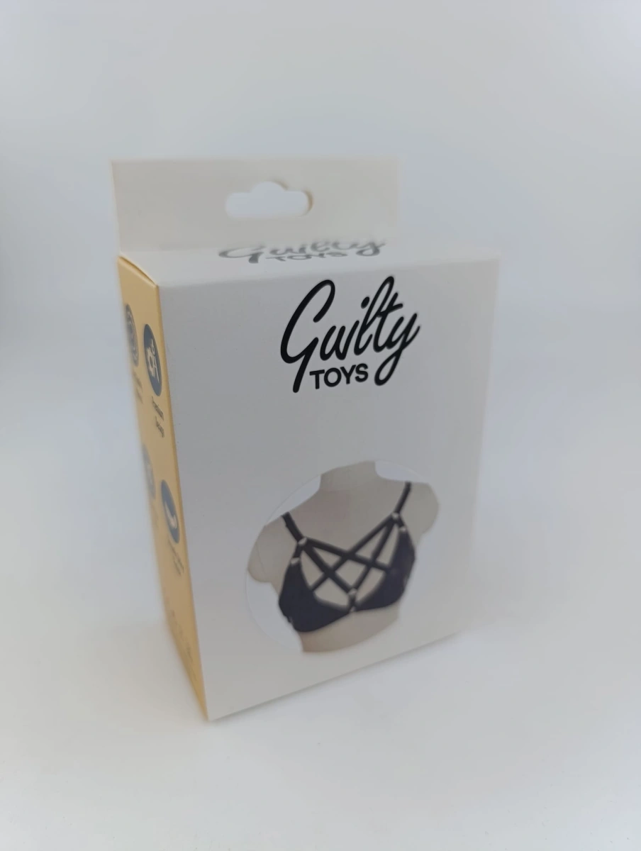 Top Harness Denisse Elastic si Reglabil, Aspect Lucios, Negru, XS-L, Guilty Toys
