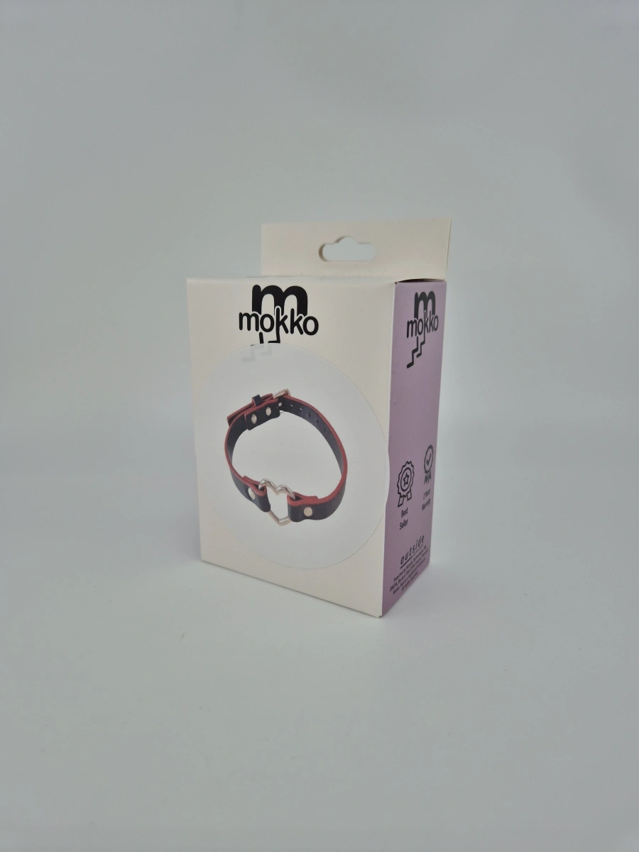 Choker Golden Heart, Rosu/Negru, Mokko Toys