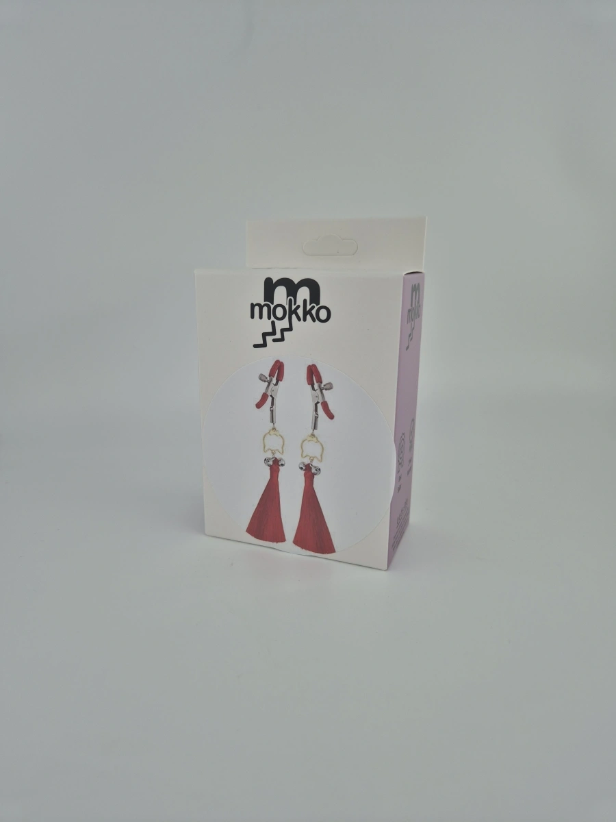 Clame Sfarcuri cu Ciucuri si Clopotei, Rosu, Mokko Toys